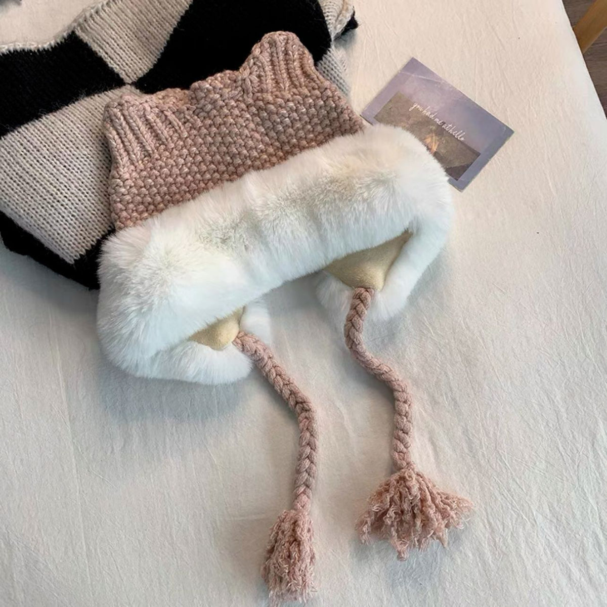 Plush Cat Ear Knit Hat