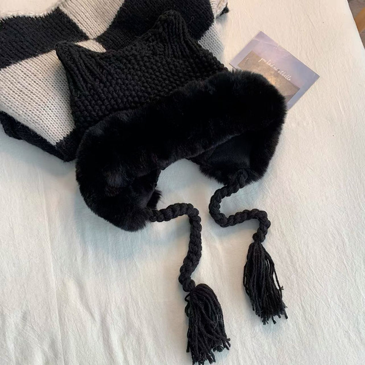 Plush Cat Ear Knit Hat