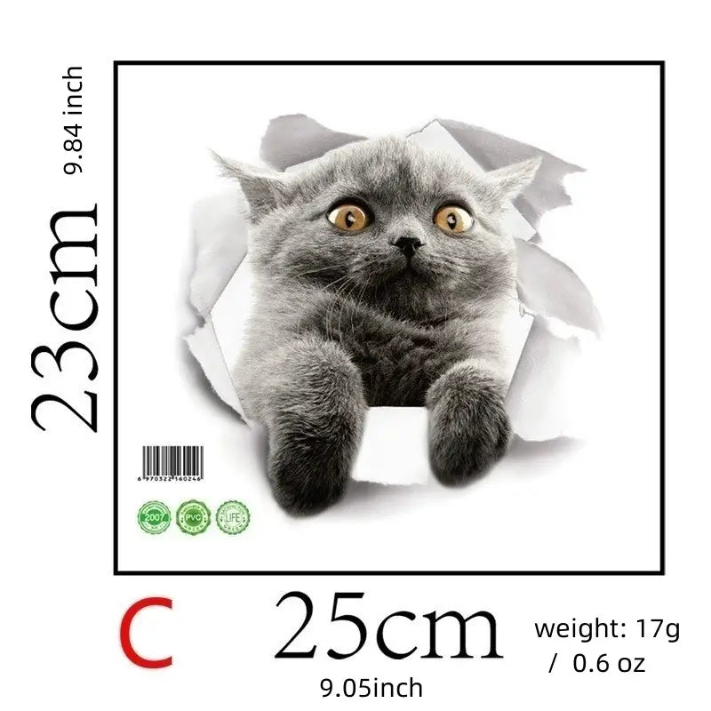 3D Peeking Cat Wall Sticker