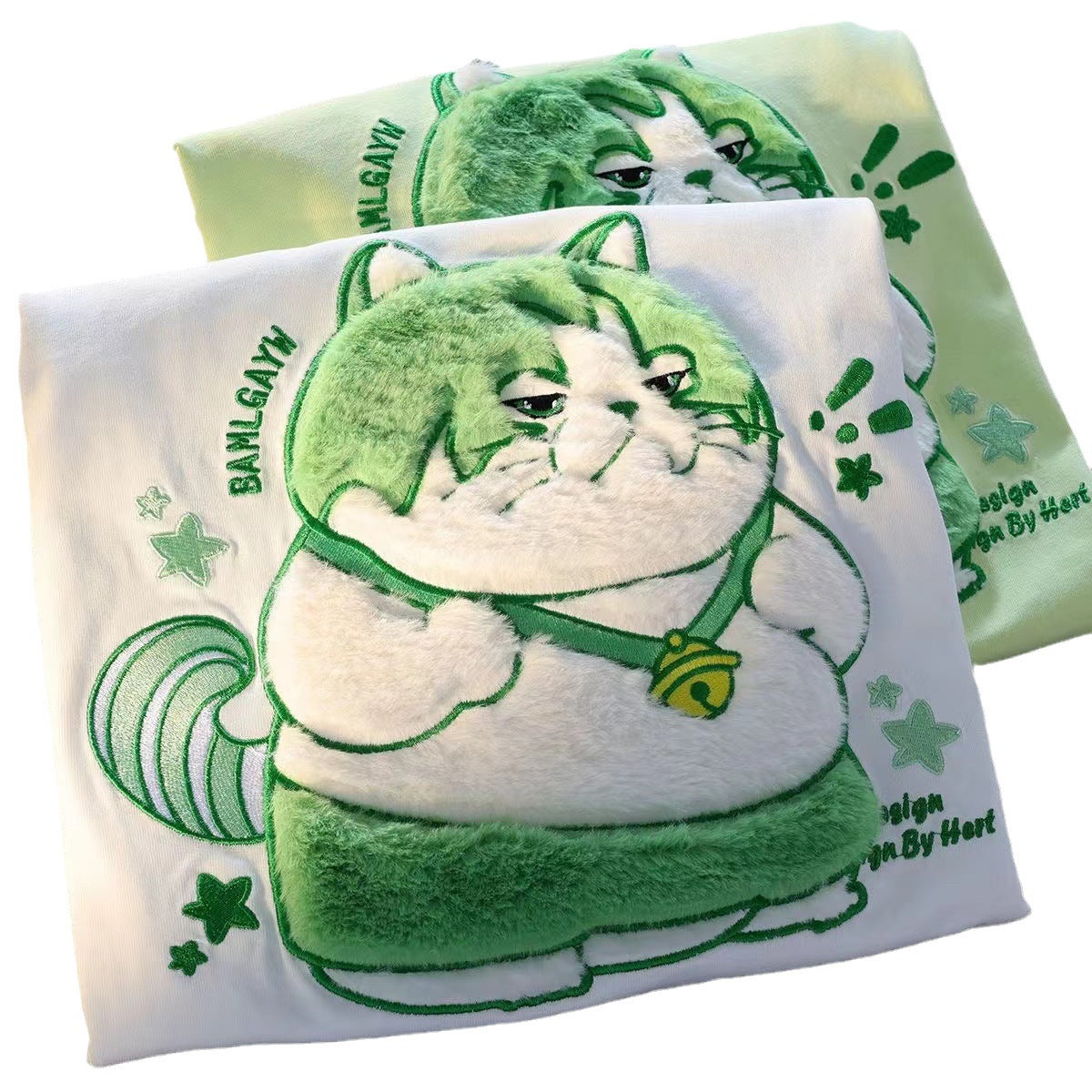 Embroidered Cartoon Cat Tee