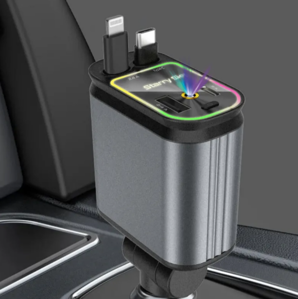 Retractable 4-in-1 Car Charger