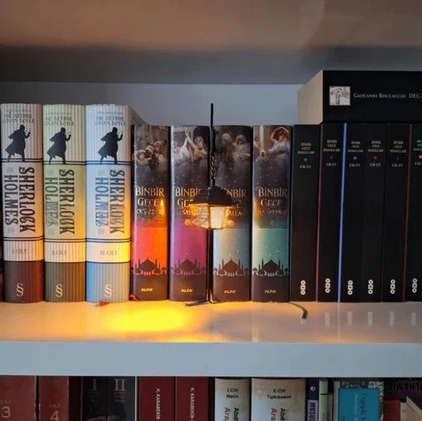 Bookshelf Library Lantern Light
