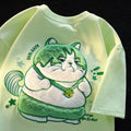 Embroidered Cartoon Cat Tee