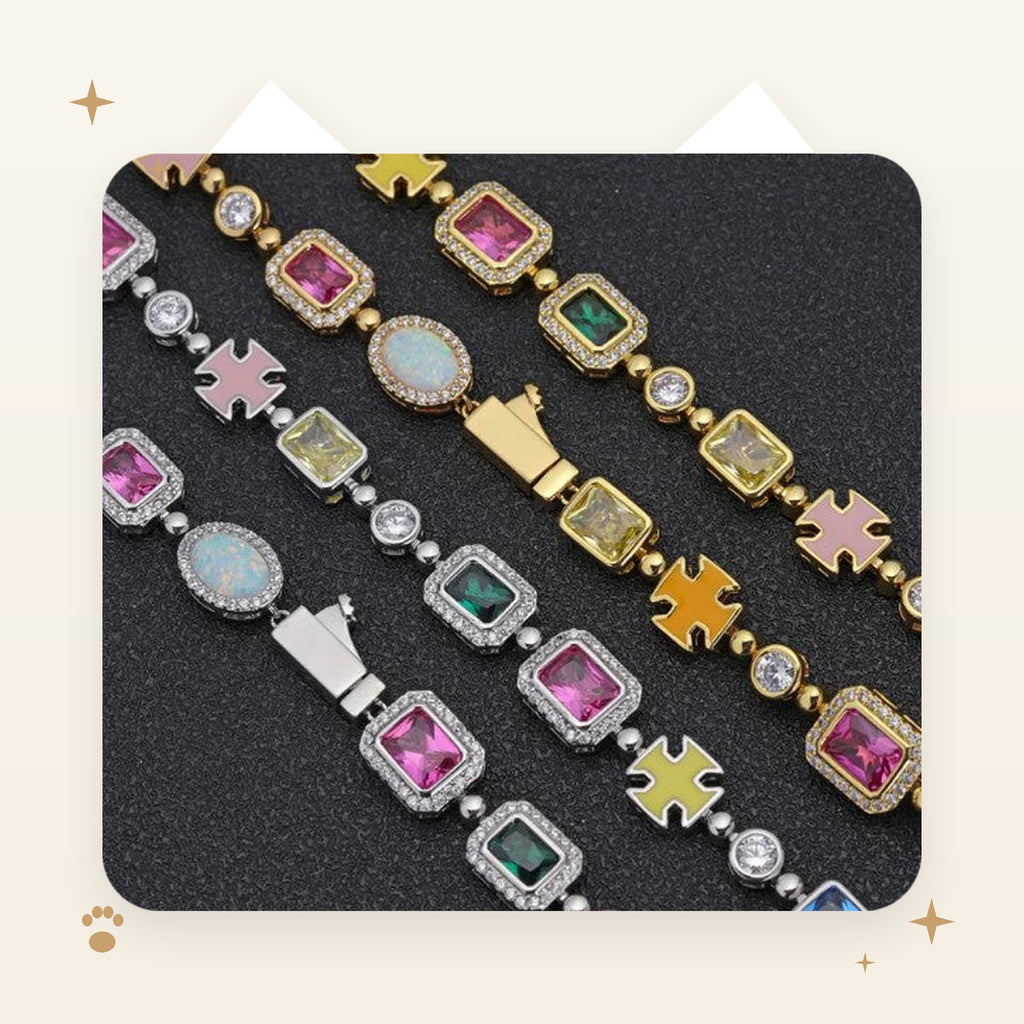 Gold-Plated Hip-Hop Gemstone Necklace