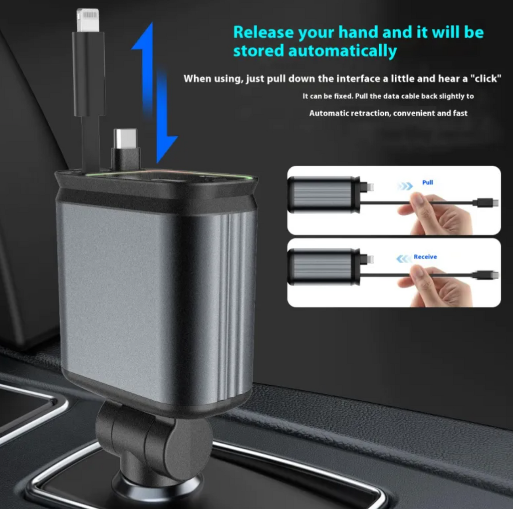 Retractable 4-in-1 Car Charger