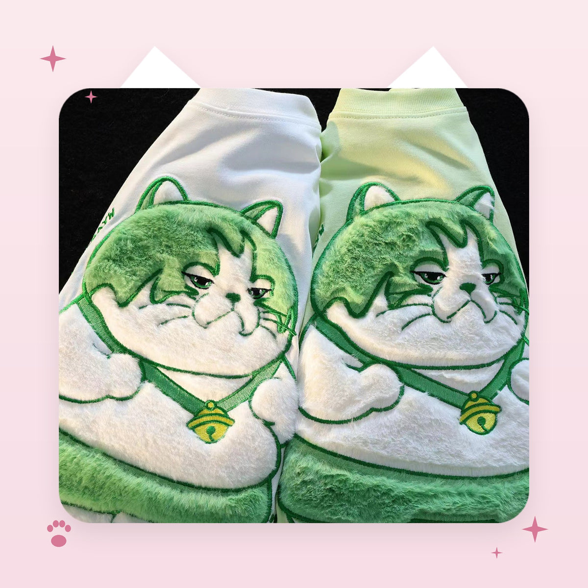 Embroidered Cartoon Cat Tee