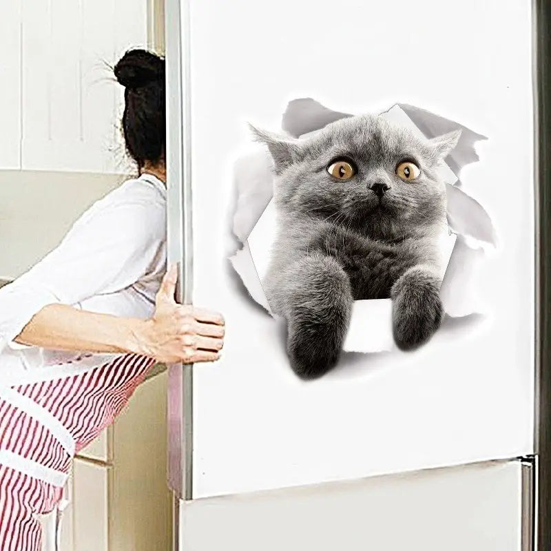 3D Peeking Cat Wall Sticker