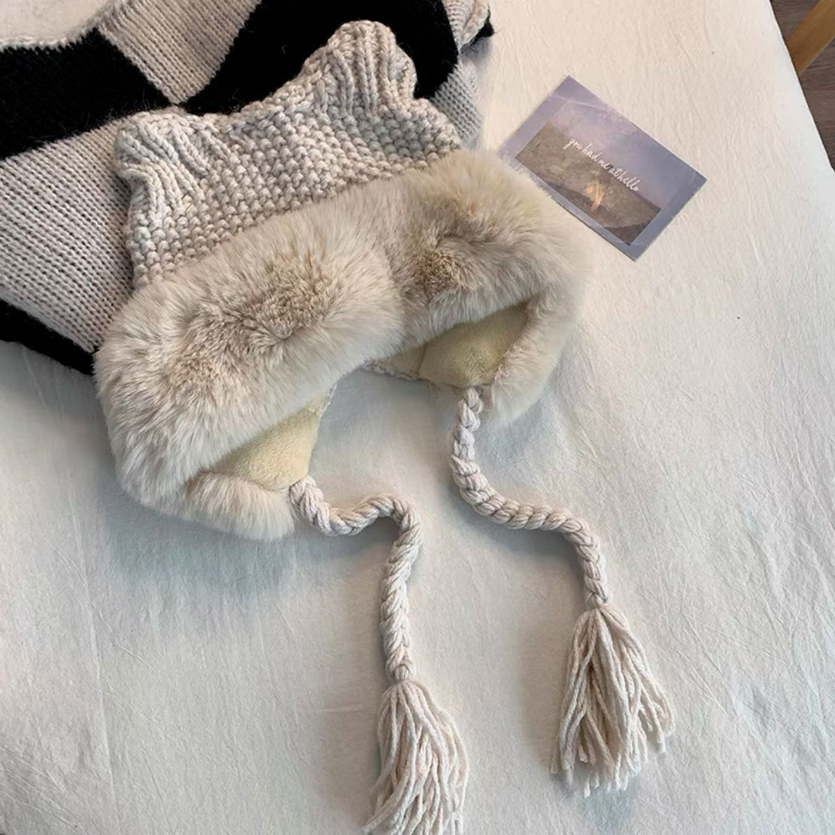 Plush Cat Ear Knit Hat