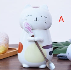 Kitty Hug Mug with Lid & Spoon