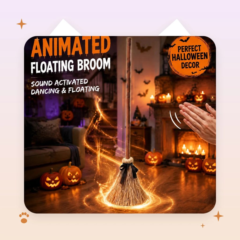 Animated Floating Witch's Broom