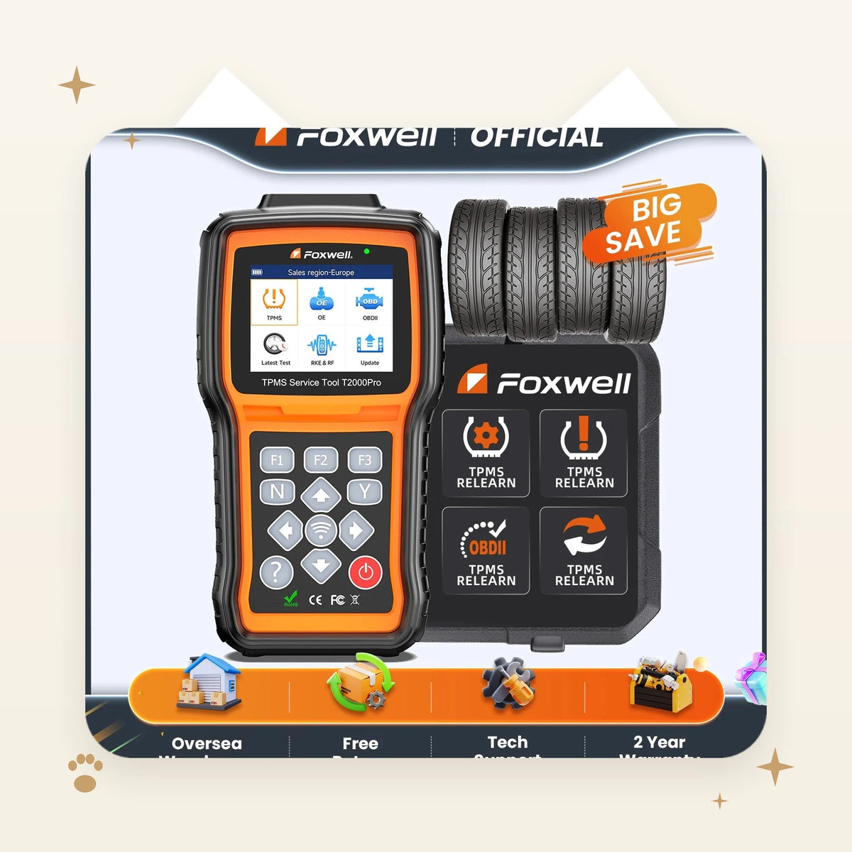 FOXWELL T2000 Pro TPMS Relearn & Programming Tool