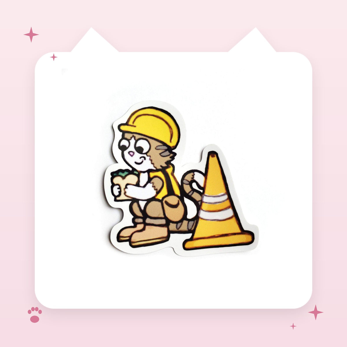 Construction Cat Sticker