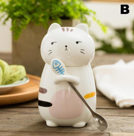 Kitty Hug Mug with Lid & Spoon