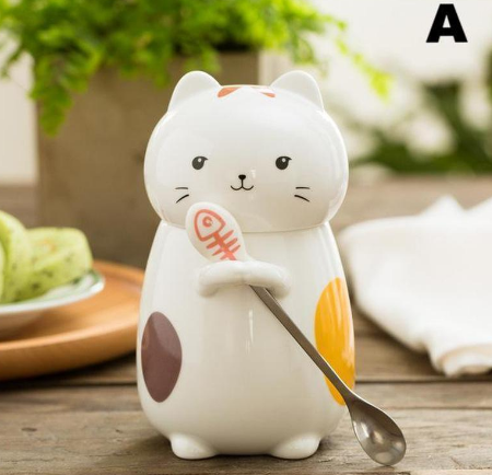 Kitty Hug Mug with Lid & Spoon