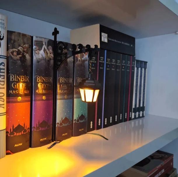 Bookshelf Library Lantern Light