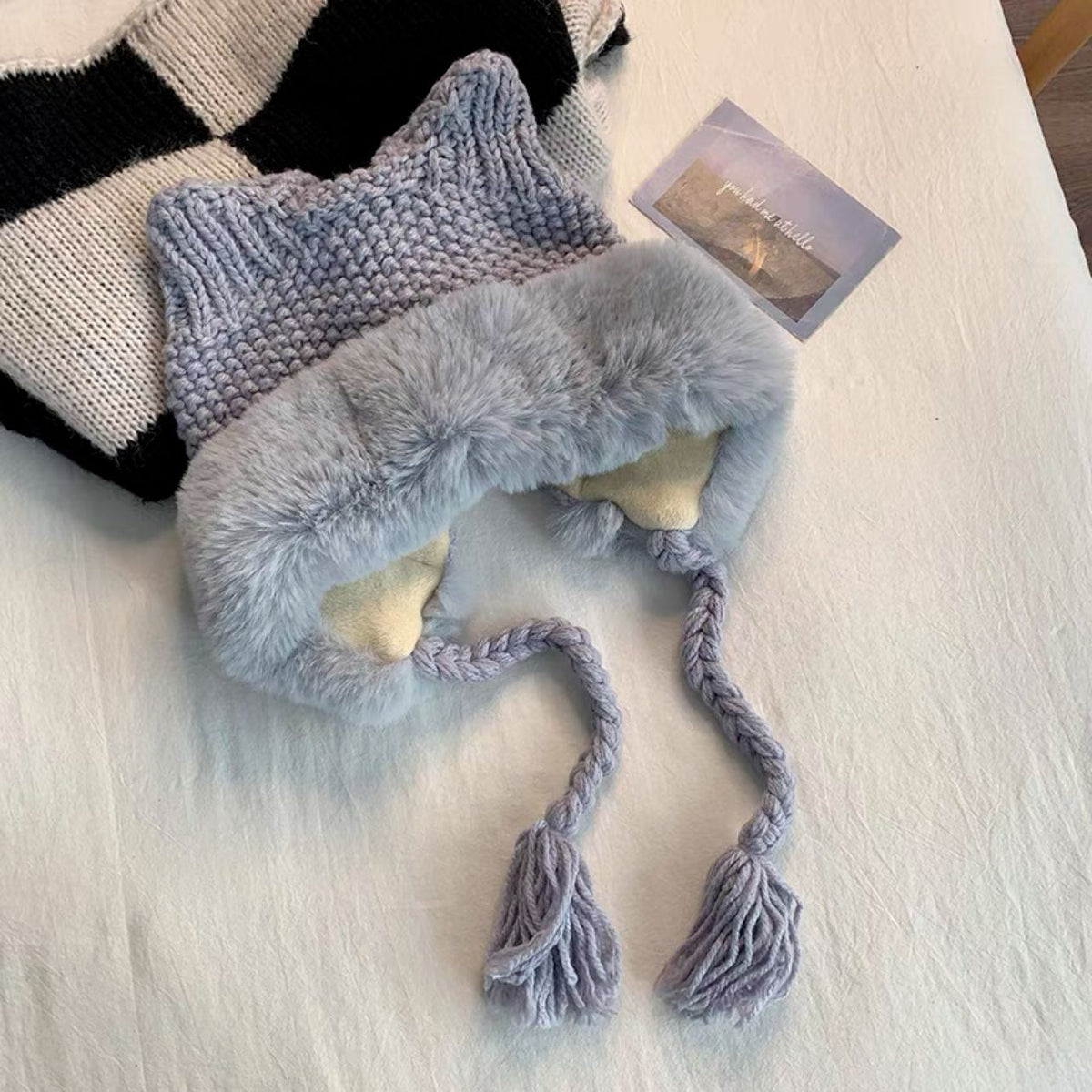 Plush Cat Ear Knit Hat