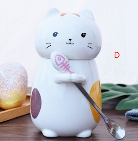 Kitty Hug Mug with Lid & Spoon