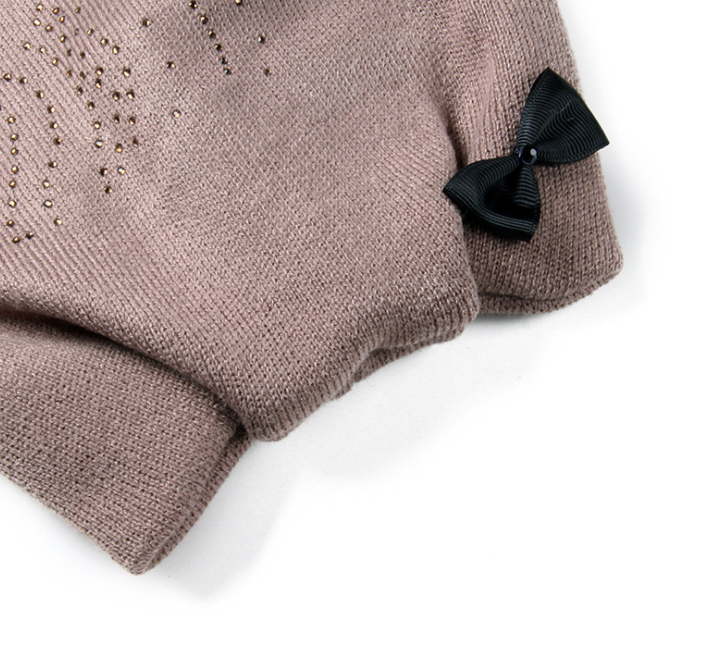 Cat Ear Knit Hat with Bow