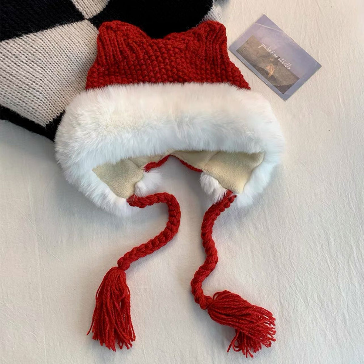Plush Cat Ear Knit Hat