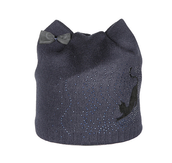Cat Ear Knit Hat with Bow