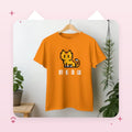 Pixel Art MEOW Cat Tee in orange